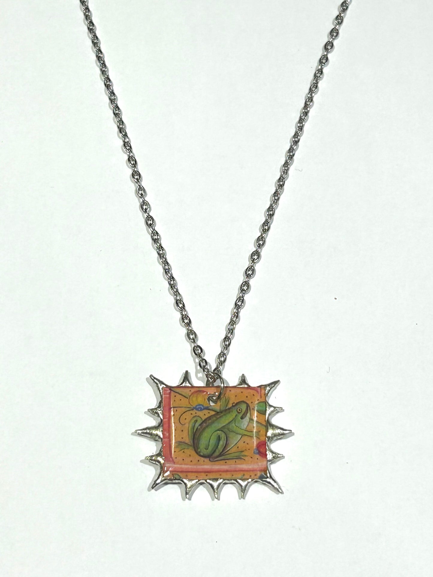 Medieval Frog Spiky Charm Necklace