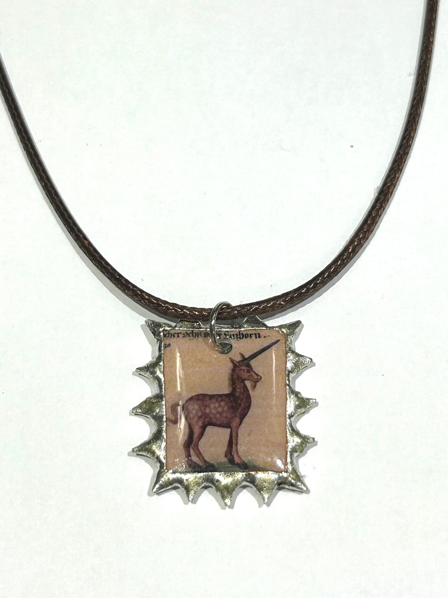 Medieval Unicorn Spiky Charm Necklace