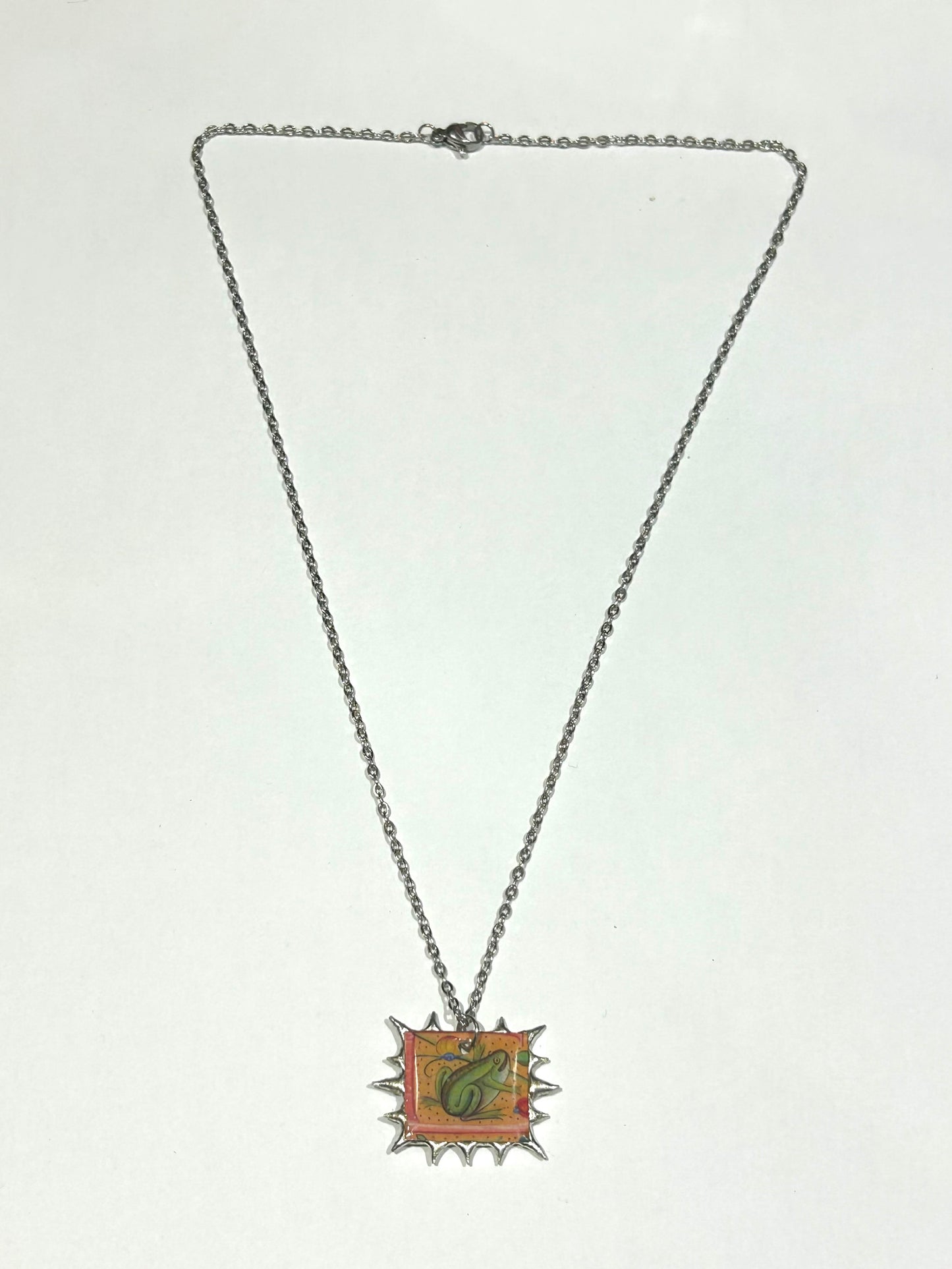 Medieval Frog Spiky Charm Necklace
