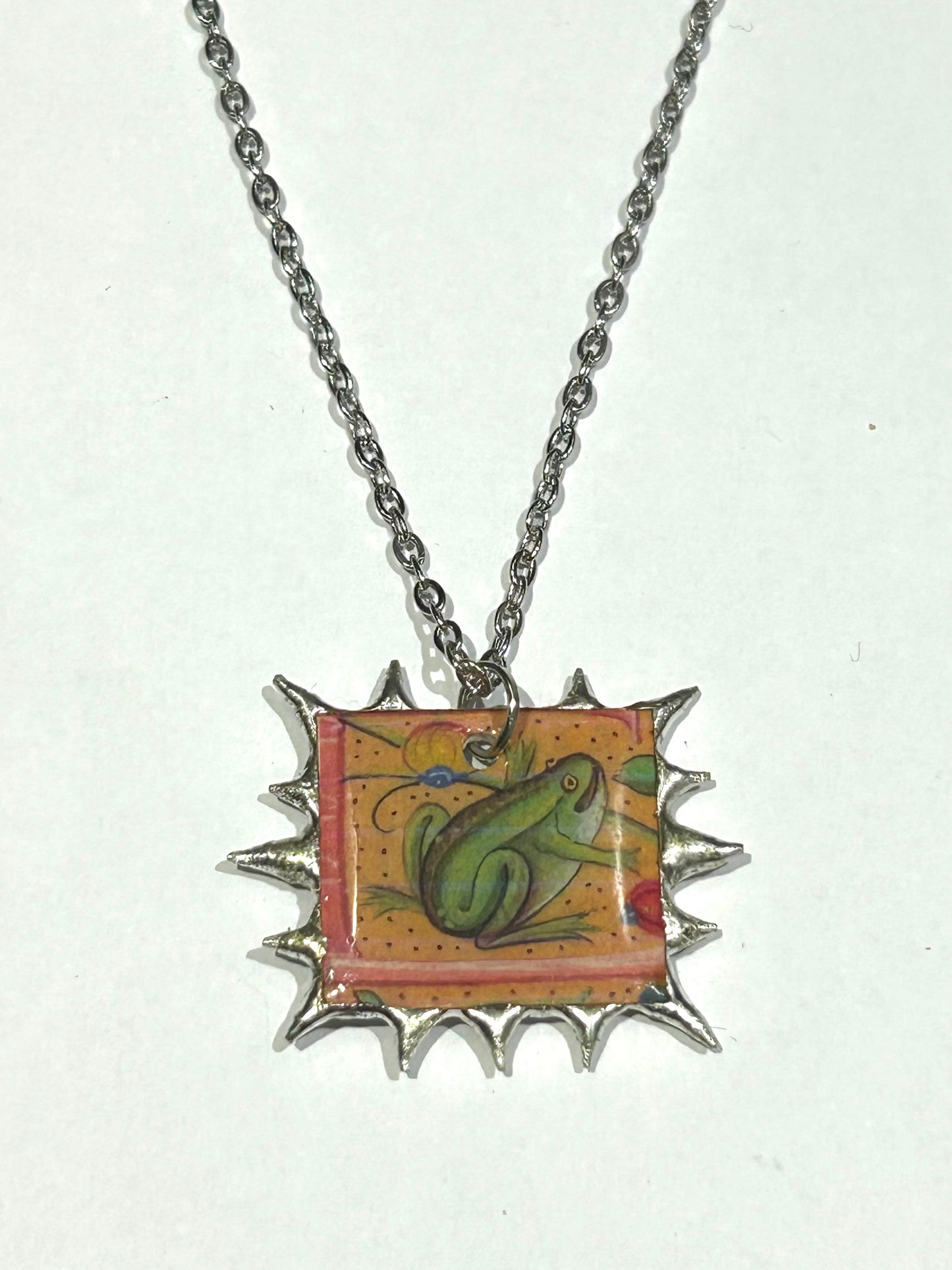 Medieval Frog Spiky Charm Necklace