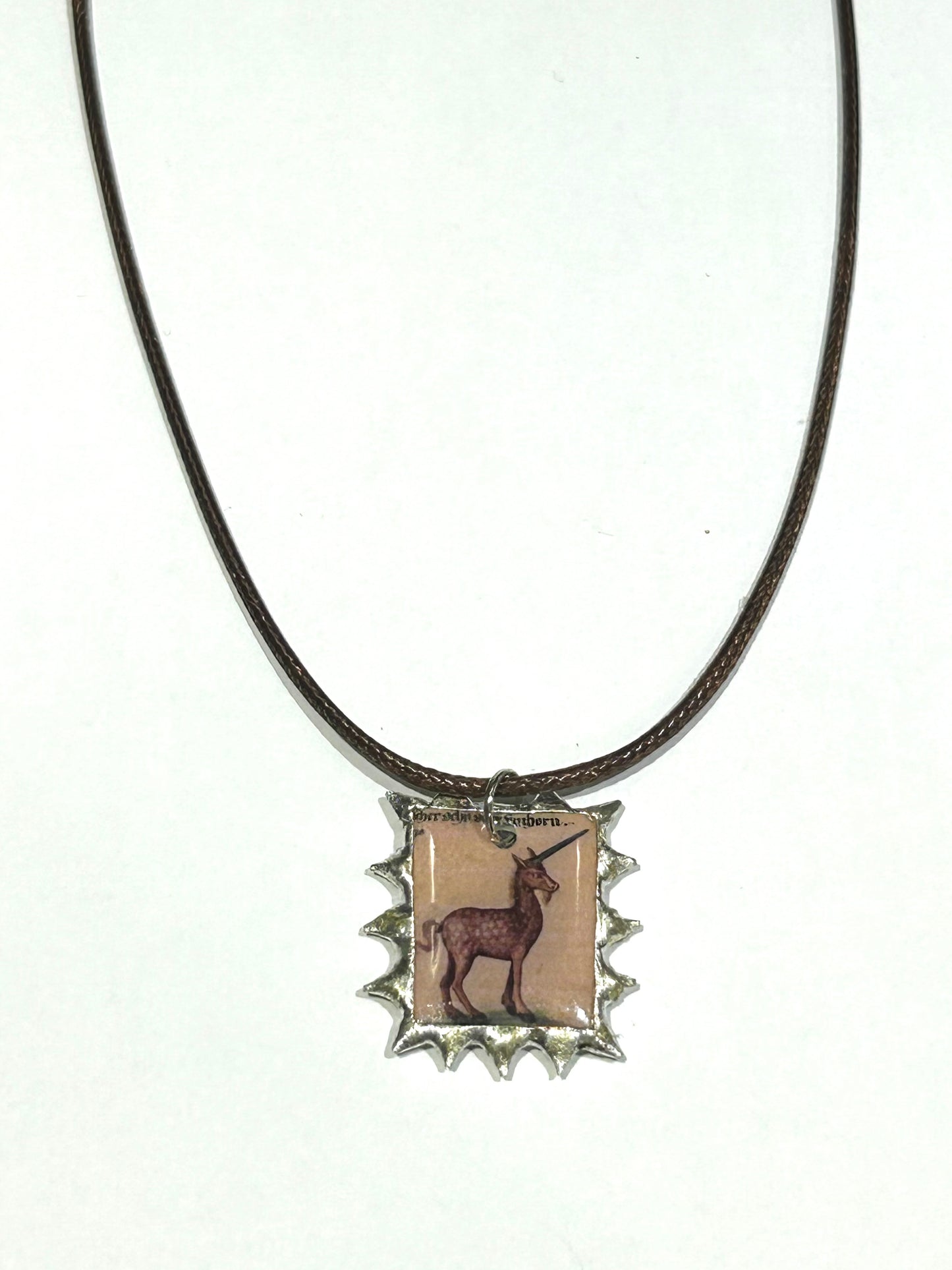 Medieval Unicorn Spiky Charm Necklace